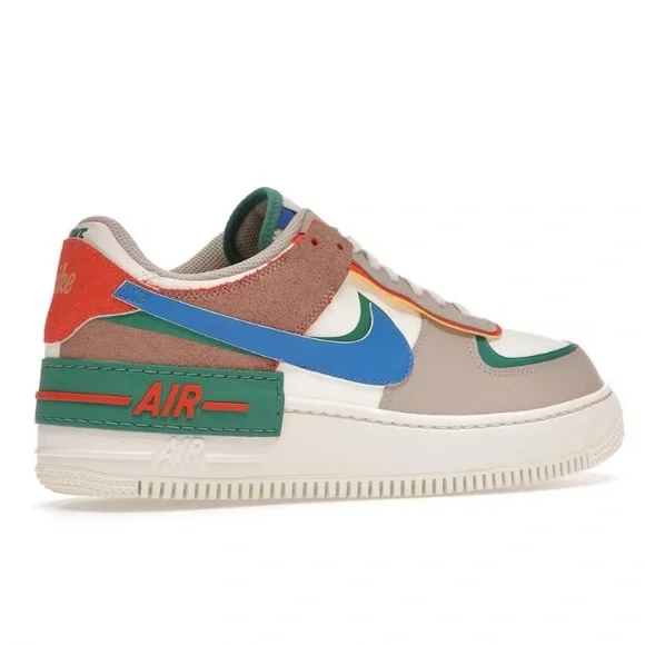Nike Air Force 1 Low Shadow Sail Signal Blue Green Women's Sneaker - Picture 6 of 9